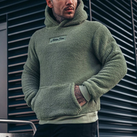 Jared | Teddy Hoodie Herren | Schwarz Kapuzenpullover in Grün