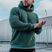 Jared | Teddy Hoodie Herren | Schwarz Kapuzenpullover in Dunkelgrün
