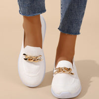 Zeta - Atmungsaktive Slip-On-Loafer aus Mesh für Damen mit Kettendekor | Leichte, lässige Slip-On-Loafer für Damen in Weiß