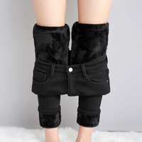 Jassy | Damen Thermo Jeans | Schwarz in Schwarz