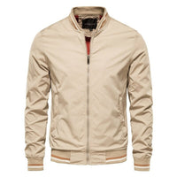 Tobias | Herren Unifarbene Bomberjacke mit Rippbündchen in Beige
