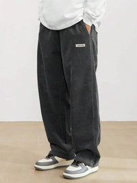 Tom | Herren Weite Baggy Hose Verstellbarer Bund in Dunkelgrau