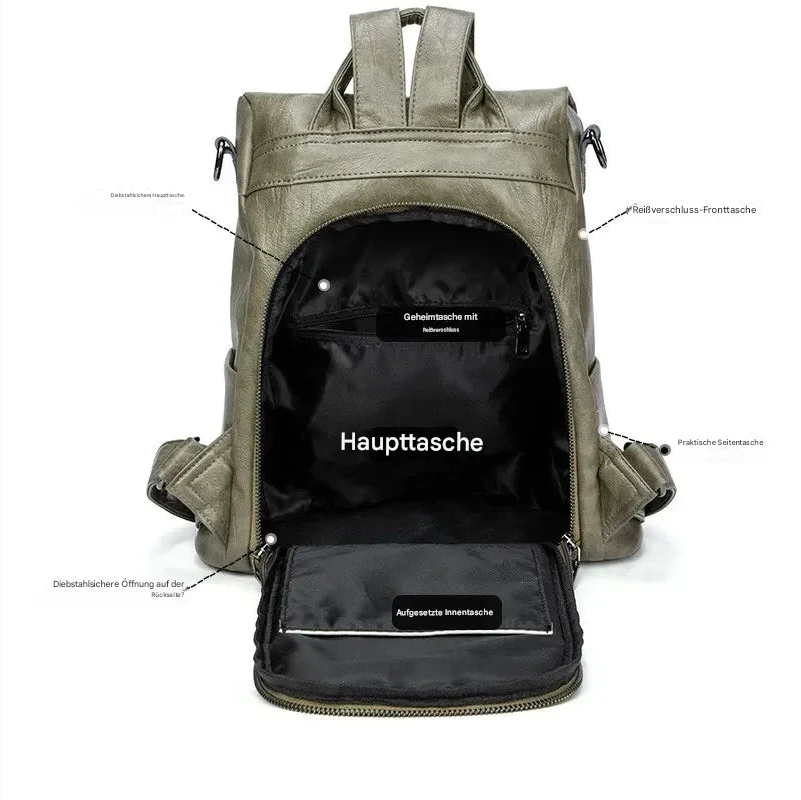 JOANA | DIEBSTAHLSICHERER LEDERRUCKSACK