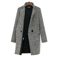 Francine | Trenchcoat Damen Lang | Winter Jacke in Schwarz-Weiß