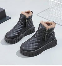 Gesteppte Damen Winterstiefeletten – Gefütterte, wasserabweisende Stiefel mit rutschfester Sohle und bequemem Design in Schwarz