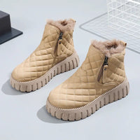 Gesteppte Damen Winterstiefeletten – Gefütterte, wasserabweisende Stiefel mit rutschfester Sohle und bequemem Design in Khaki