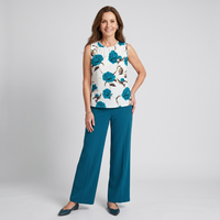 Alicia | Cyan Floral Zweiteiliges Set in Dunkelcyan