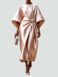 Ute | Damen Elegantes Weiten Ärmeln Abendkleid in Beige