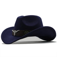 Nord Taschen - Western-Stil Filzhut mit Stier-Schnallenband in Marineblau
