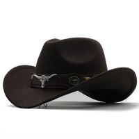 Nord Taschen - Western-Stil Filzhut mit Stier-Schnallenband in Kaffee