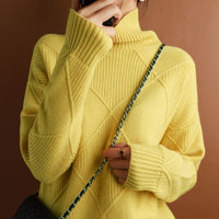 Kuscheliger Rollkragenpullover für Damen | Winter in Gelb