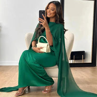 Valentina | Cape Maxikleid für Hochzeitsgäste in Grün