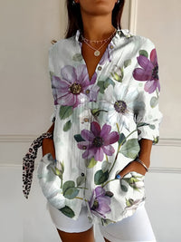 Amara - Luftige Hemdbluse mit Blumenmuster in Lila