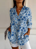 Dunkelblau Geblümt