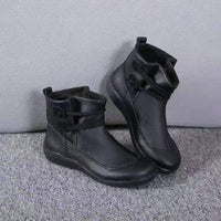 Frederica - Damen Schneestiefel Wasserdicht Leder Orthopädische Schuhe in Schwarz