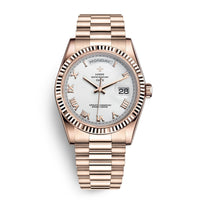 Premium Automatisches Uhrwerk mit Tages- und Datumsfunktion – Solan in Rosa/Gold/Weiß