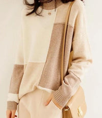 Farbblock Damen Pullover in Khaki