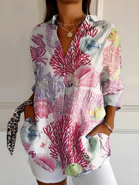 Amara - Luftige Hemdbluse mit Blumenmuster in Rosa Blume