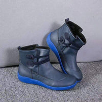 Frederica - Damen Schneestiefel Wasserdicht Leder Orthopädische Schuhe in Marin Blau