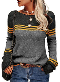 Damen Modischer Streifen-Pullover in Schwarz