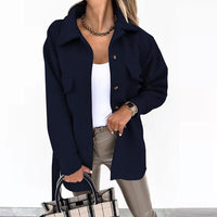 Stylische Jacke in Wolloptik für Frauen - Saskia in Marineblau