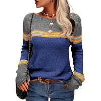 Damen Modischer Streifen-Pullover in Marineblau