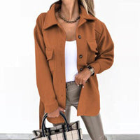 Stylische Jacke in Wolloptik für Frauen - Saskia in Orange