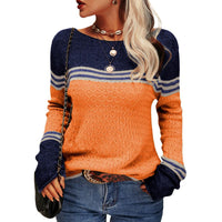 Damen Modischer Streifen-Pullover in Orange