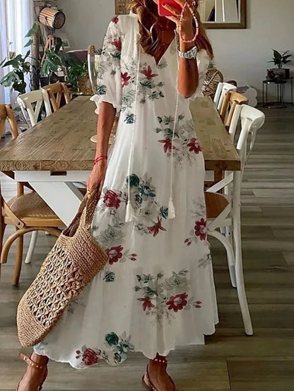 Ava - Elegantes Boho-Kleid mit Bauchabdeckung
