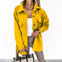 Stylische Jacke in Wolloptik für Frauen - Saskia in Gelb