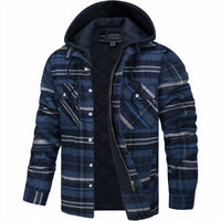 Declan | Karierte Jacke mit Reißverschluss in Marineblau