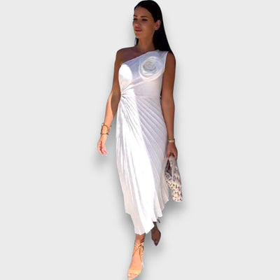 Lunelle – Asymmetrisches Kleid mit Rosendetail