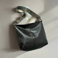 Vintage Leder Umhängetasche für Frauen - Kelsey in Schwarz