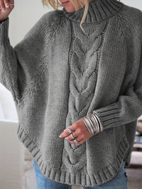 Warmer Strickpullover für Frauen - Eugenie in Dunkelgrau