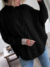 Warmer Strickpullover für Frauen - Eugenie in Schwarz