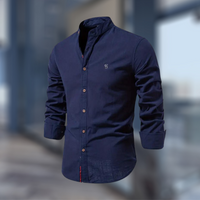 Joe | Herren Weiß Hemd | Langarm in Marineblau