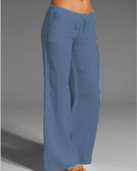 Rhianna | Damen Elegant Weite Hose | Weiß in Blau