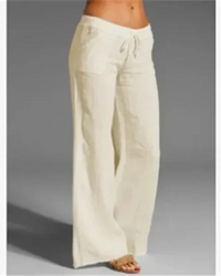 Rhianna | Damen Elegant Weite Hose | Weiß in Creme