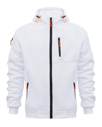 Stanly | Herren Weiß Hoodie | Reißverschluss Kapuzenpullover