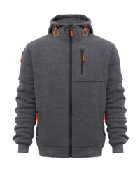 Stanly | Herren Weiß Hoodie | Reißverschluss Kapuzenpullover in Dunkelgrau