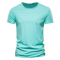 Eren | T-shirt Weiß Herren | Slim Fit in Cyan Blau