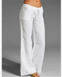 Rhianna | Damen Elegant Weite Hose | Weiß in Weiß