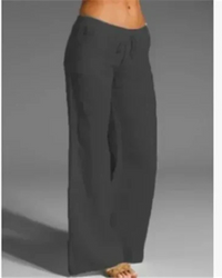 Rhianna | Damen Elegant Weite Hose | Weiß in Grau