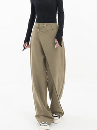 Precious | Damen Elegant Weite Hose | Schwarz in Khaki