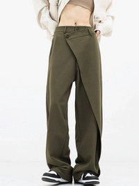 Precious | Damen Elegant Weite Hose | Schwarz in Armeegrün