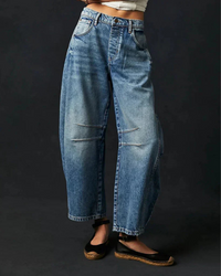 Noeme | Damen Weite Jeans | Schwarz in Blau