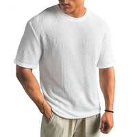 Herren Texturierte Rundhalsausschnitt T-Shirt in Weiß