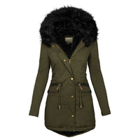 Winddichte warme Winterjacke für Frauen - Alisson in Armeegrün