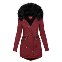 Winddichte warme Winterjacke für Frauen - Alisson in Weinrot