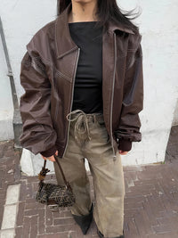 Winter-Lederjacke für Frauen - Amalia in Dunkelbraun